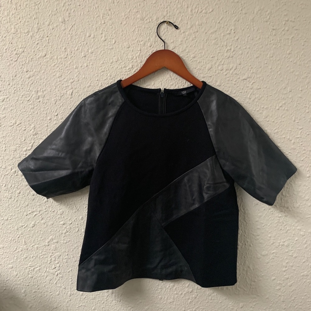 Tibi black leather top